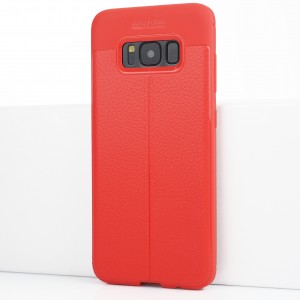 Силиконовый чехол накладка для Samsung Galaxy S8 с текстурой кожи Красный