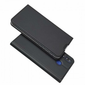 Чехол горизонтальная книжка подставка на силиконовой основе с отсеком для карт для Samsung Galaxy M20  Черный