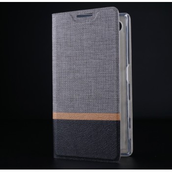 Чехол горизонтальная книжка подставка на силиконовой основе с отсеком для карт и тканевым покрытием для Huawei Honor 5A Серый