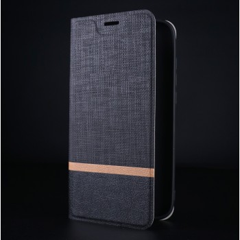 Чехол горизонтальная книжка подставка на силиконовой основе с отсеком для карт и тканевым покрытием для LG G7 ThinQ Черный