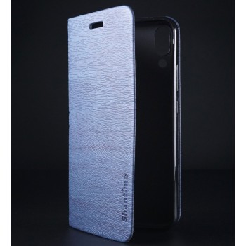 Чехол флип подставка текстура Дерево на силиконовой основе с отсеком для карт для ASUS ZenFone 5 ZE620KL Синий