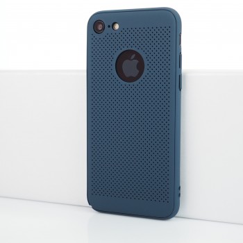 Двухкомпонентный сборный пластиковый полупрозрачный матовый чехол с текстурой Точки для Iphone 7/8 Синий