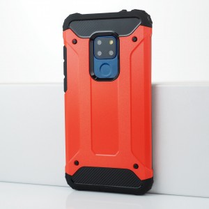 Противоударный двухкомпонентный силиконовый матовый непрозрачный чехол с поликарбонатными вставками экстрим защиты с текстурным покрытием Металлик для Huawei Mate 20 Красный