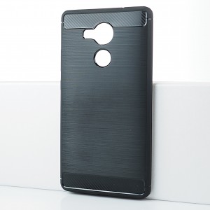 Силиконовый матовый непрозрачный чехол с текстурным покрытием Металлик для Huawei Mate 8 Черный