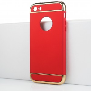 Двухкомпонентный сборный двухцветный пластиковый матовый чехол для Iphone SE Красный