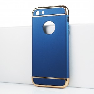 Двухкомпонентный сборный двухцветный пластиковый матовый чехол для Iphone SE Синий