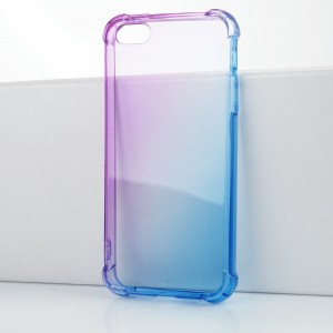 Силиконовый глянцевый полупрозрачный градиентный чехол с усиленными углами для Iphone 5/5s/SE Фиолетовый