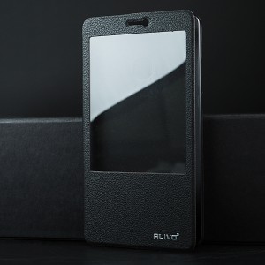 Чехол флип подставка на пластиковой основе с окном вызова для Huawei Honor Note 8 Черный
