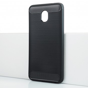 Силиконовый матовый непрозрачный чехол с текстурным покрытием Металлик для Meizu M5 Note Черный