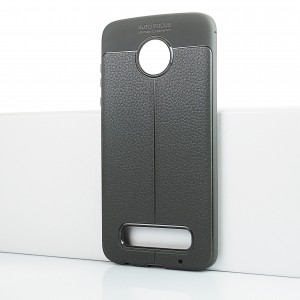 Чехол задняя накладка для Motorola Moto Z2 Play с текстурой кожи Серый