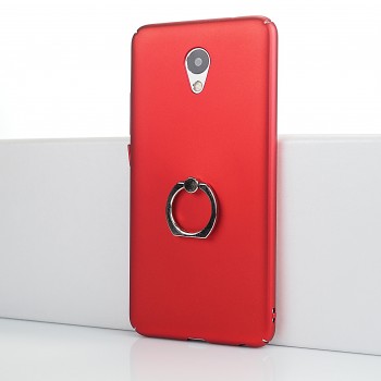 Пластиковый непрозрачный матовый чехол с улучшенной защитой элементов корпуса и встроенным кольцом-подставкой для Meizu M5 Note Красный