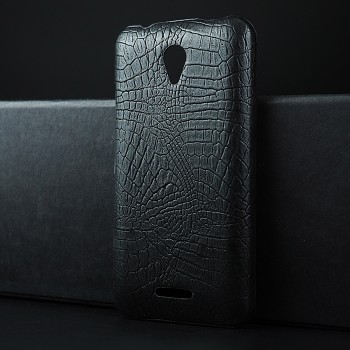 Чехол задняя накладка для Lenovo Vibe B с текстурой кожи Черный