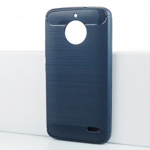 Силиконовый матовый непрозрачный чехол с текстурным покрытием Металлик для Motorola Moto E4 Синий