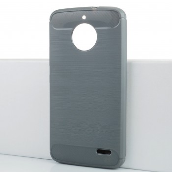 Силиконовый матовый непрозрачный чехол с текстурным покрытием Металлик для Motorola Moto E4 Серый