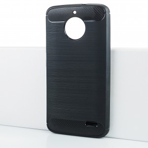 Силиконовый матовый непрозрачный чехол с текстурным покрытием Металлик для Motorola Moto E4 Черный