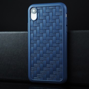 Силиконовый матовый непрозрачный чехол с текстурным покрытием Плетеная Кожа для Iphone Xr