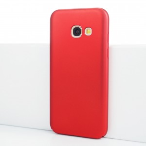 Пластиковый непрозрачный матовый чехол с улучшенной защитой элементов корпуса для Samsung Galaxy A3 (2017) Красный