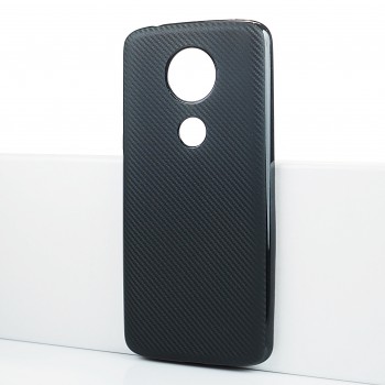 Силиконовый матовый непрозрачный чехол с текстурным покрытием Карбон для Motorola Moto E5 Plus Черный