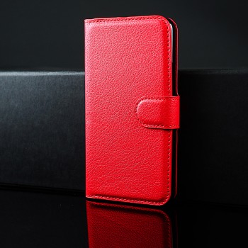 Чехол портмоне подставка на силиконовой основе с отсеком для карт на магнитной защелке для HTC One (M7) Dual SIM Красный