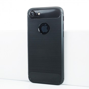 Матовый силиконовый чехол для Iphone 8/SE (2020)/7 с текстурным покрытием металлик Черный