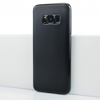 Матовый силиконовый чехол для Samsung Galaxy S8 с текстурным покрытием карбон Черный