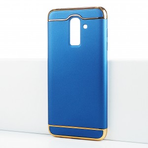 Двухкомпонентный сборный двухцветный пластиковый матовый чехол для Samsung Galaxy J8 Синий