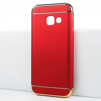 Двухкомпонентный сборный двухцветный пластиковый матовый чехол для Samsung Galaxy A3 (2017) Красный