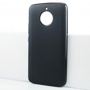 Силиконовый матовый непрозрачный чехол с текстурным покрытием Карбон для Motorola Moto E4 Plus