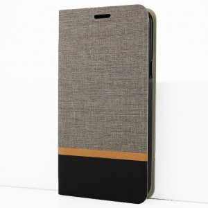 Флип чехол-книжка для HTC 10 с текстурой ткани и функцией подставки Серый