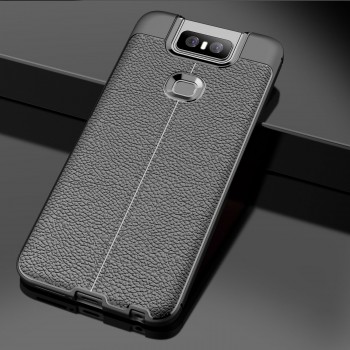 Чехол задняя накладка для ASUS ZenFone 6 ZS630KL с текстурой кожи Черный
