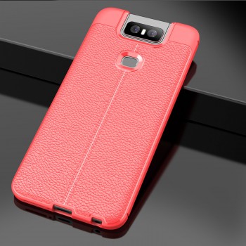 Чехол задняя накладка для ASUS ZenFone 6 ZS630KL с текстурой кожи Красный