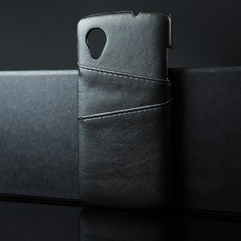 Чехол задняя накладка для Google LG Nexus 5 с текстурой кожи Черный