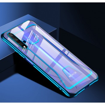 Силиконовый глянцевый полупрозрачный чехол с усиленными углами с текстурным покрытием Металлик для Huawei Honor 20 Pro Синий
