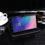 Чехол портмоне подставка текстура Крокодил на силиконовой основе с отсеком для карт на дизайнерской магнитной защелке для Samsung Galaxy A6 , цвет Коричневый
