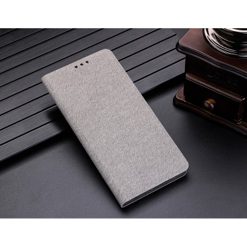 Флип чехол-книжка для Huawei Honor 20S/20 Lite/P30 Lite с текстурой ткани и функцией подставки Серый
