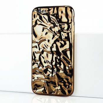 Силиконовый матовый непрозрачный дизайнерский фигурный чехол с текстурным покрытием Камень для Iphone 6/6s Бежевый
