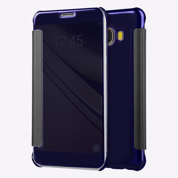 Пластиковый непрозрачный матовый чехол с полупрозрачной крышкой с зеркальным покрытием для Samsung Galaxy C5 Фиолетовый