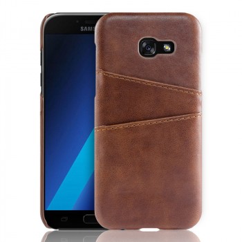 Чехол задняя накладка для Samsung Galaxy A3 (2017) с текстурой кожи Коричневый