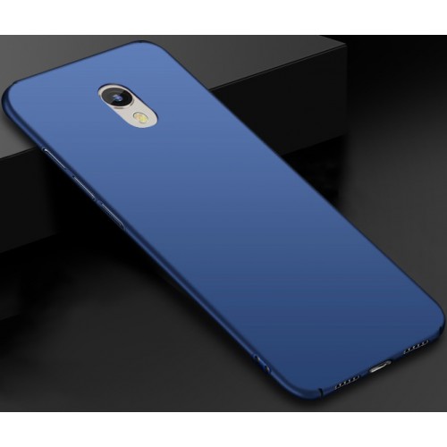 Пластиковый матовый непрозрачный чехол с допзащитой торцов для Meizu M6, цвет Синий