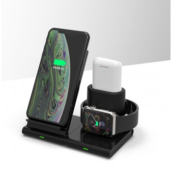 Модульное беспроводное зарядное устройство-подставка 10Вт для зарядки iPhone с док-станцией для Apple Watch и AirPods