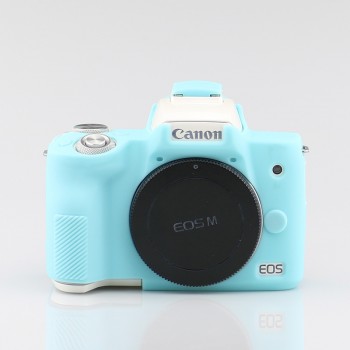 Силиконовый матовый нескользящий чехол для Canon EOS M50 Голубой