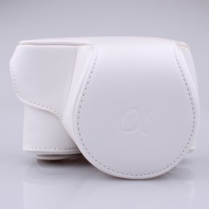 Жесткий защитный чехол-сумка текстура Кожа для Sony A6000/A6300 Белый