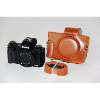 Жесткий защитный чехол-сумка текстура Кожа для Canon PowerShot G5 X Mark II Бежевый