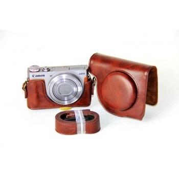 Жесткий защитный чехол-сумка текстура Кожа для Canon PowerShot G9 X Mark II