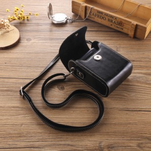 Жесткий защитный чехол-сумка с клапаном текстура Кожа для Sony RX100 VI/RX100 VII Черный