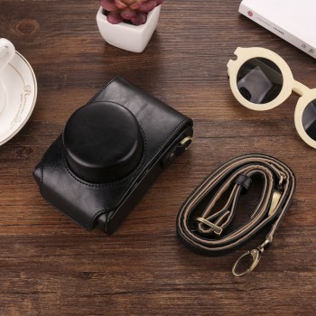 Жесткий защитный чехол-сумка текстура Кожа для Fujifilm XF10 Черный