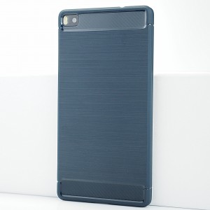 Силиконовый матовый непрозрачный чехол с текстурным покрытием Металлик для Huawei P8 Синий
