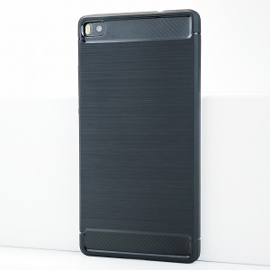 Силиконовый матовый непрозрачный чехол с текстурным покрытием Металлик для Huawei P8 Черный