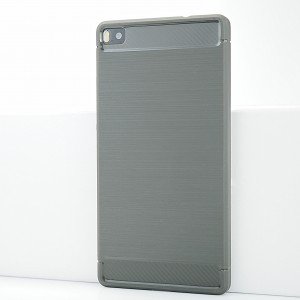 Силиконовый матовый непрозрачный чехол с текстурным покрытием Металлик для Huawei P8 Серый