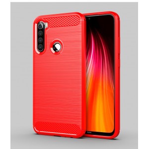 Матовый силиконовый чехол для Xiaomi RedMi Note 8 с текстурным покрытием металлик Красный